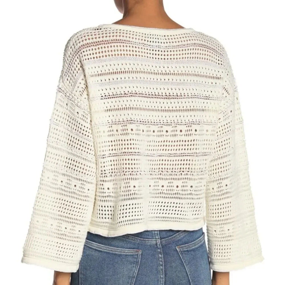 Cotton Emporium Large Boat Neck Pointelle Sweater $58